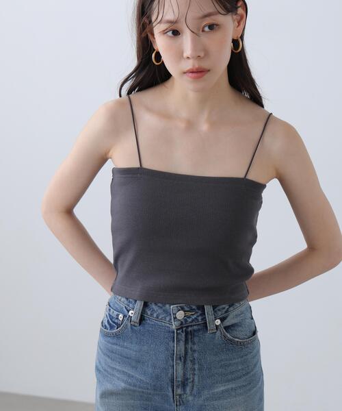 FREE'S MART（フリーズマート）の「[接触冷感][UV加工]カップ付きショート丈キャミソール（キャミソール・レディース・グレー系その他/ブラック/ホワイト・FREE）」の14枚目の写真