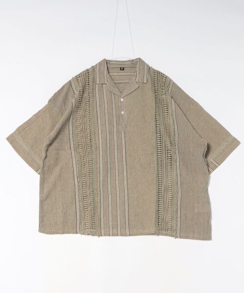 チャイハネ（チャイハネ）の「【チャイハネ】南インド綿ナナミィMEN'Sプルオーバーシャツ（シャツ/ブラウス・メンズ・ベージュ/ブラウン/ネイビー・FREE）」の3枚目の写真