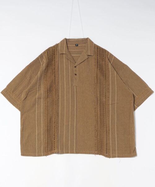 チャイハネ（チャイハネ）の「【チャイハネ】南インド綿ナナミィMEN'Sプルオーバーシャツ（シャツ/ブラウス・メンズ・ベージュ/ブラウン/ネイビー・FREE）」の2枚目の写真