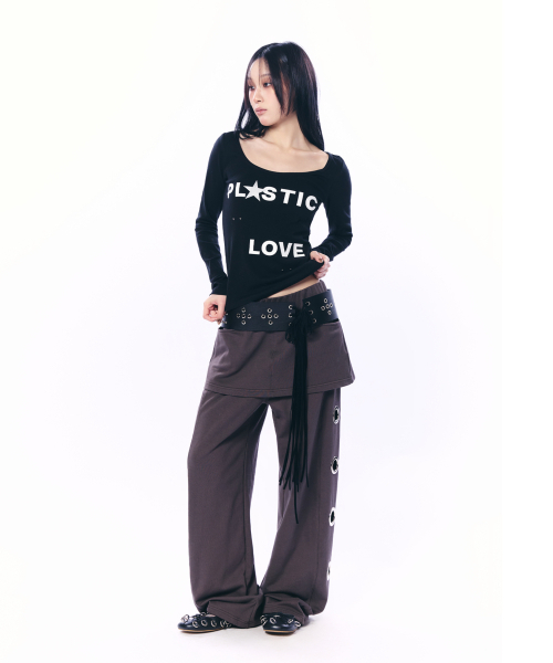 SETUP-EXE(セットアップイーエックスイー)の「LOVE U-NECK TOP / BLACK(Tシャツ/カットソー・レディース・その他・OS)」の3枚目の写真