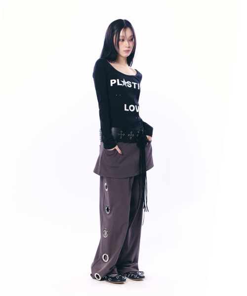 SETUP-EXE(セットアップイーエックスイー)の「LOVE U-NECK TOP / BLACK(Tシャツ/カットソー・レディース・その他・OS)」の4枚目の写真