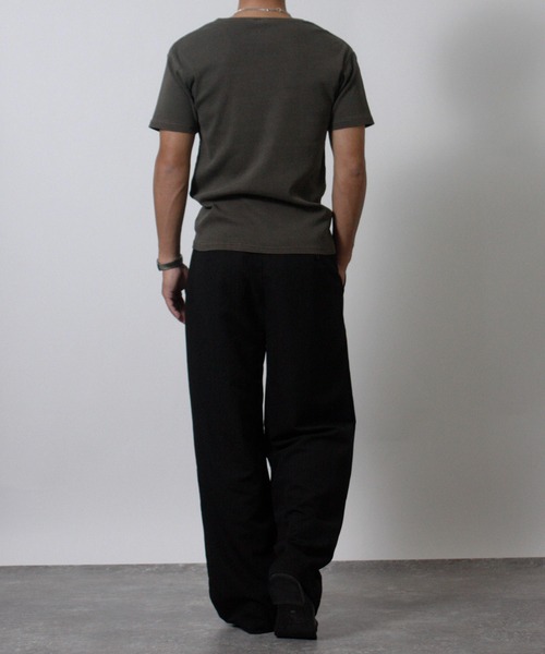 NYLAUS(ナイラス)の「【NYS】ヴィンテージ テレコ Vネック 半袖Tシャツ 無地(Tシャツ/カットソー・メンズ・ブラウン/チャコール・L/M/S)」の11枚目の写真