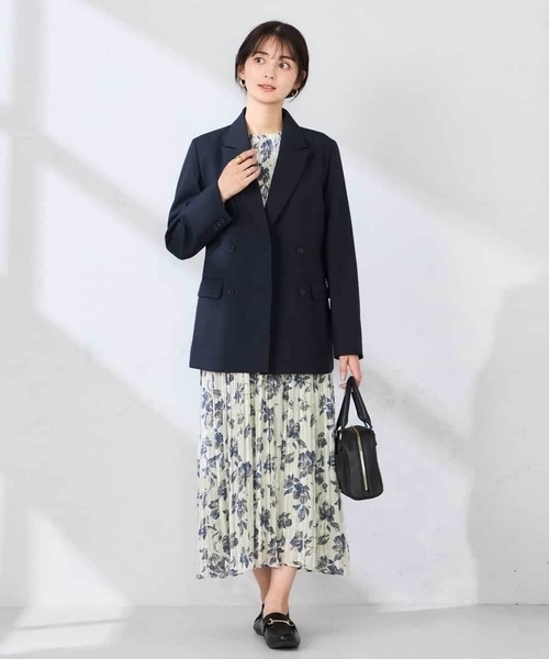 a.v.v(アーヴェヴェ)の「【洗える/UVカット】リネンライクストレッチダブルブレストジャケット(テーラードジャケット・レディース・グレー/ネイビー・40/38/36)」の8枚目の写真
