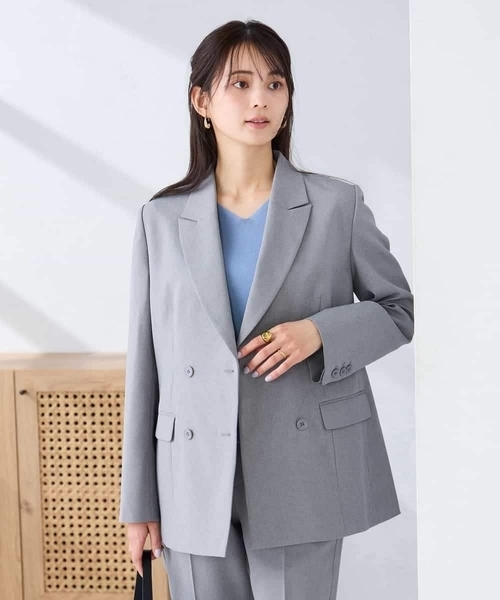 a.v.v(アーヴェヴェ)の「【洗える/UVカット】リネンライクストレッチダブルブレストジャケット(テーラードジャケット・レディース・グレー/ネイビー・40/38/36)」の15枚目の写真