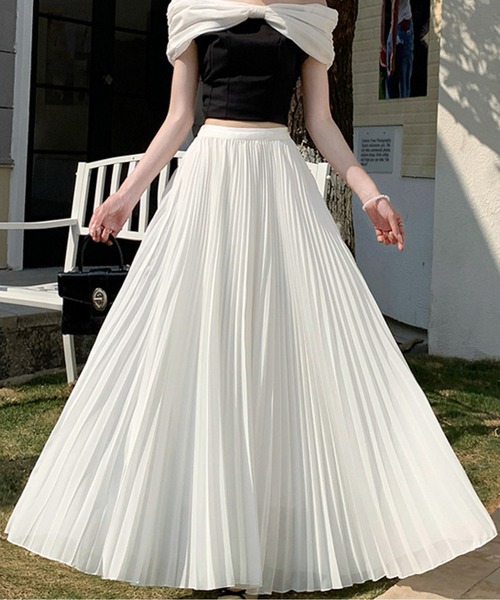 AMAJI（アマジ）の「プリーツロングスカート（スカート・レディース・パープル/ブルー/ベージュ/ブラック/ホワイト・LARGE/MEDIUM/SMALL）」の6枚目の写真