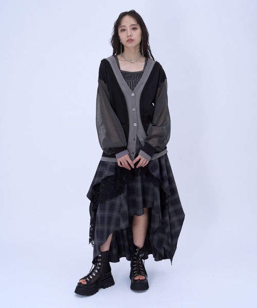 HARE（ハレ）の「2WAYレイヤーBIGカーディガン(HARE)（カーディガン/ボレロ・レディース・ブラック/ブルー・FREE）」の3枚目の写真