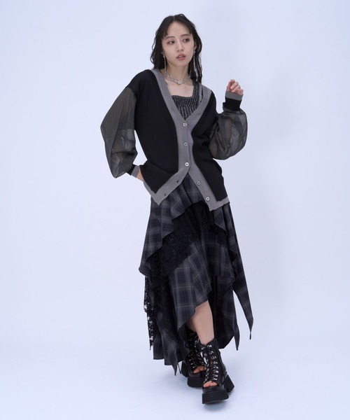 HARE（ハレ）の「2WAYレイヤーBIGカーディガン(HARE)（カーディガン/ボレロ・レディース・ブラック/ブルー・FREE）」の4枚目の写真