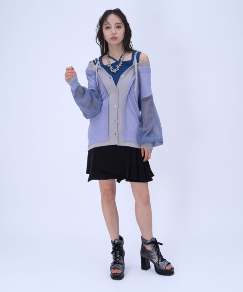 HARE（ハレ）の「2WAYレイヤーBIGカーディガン(HARE)（カーディガン/ボレロ・レディース・ブラック/ブルー・FREE）」の5枚目の写真