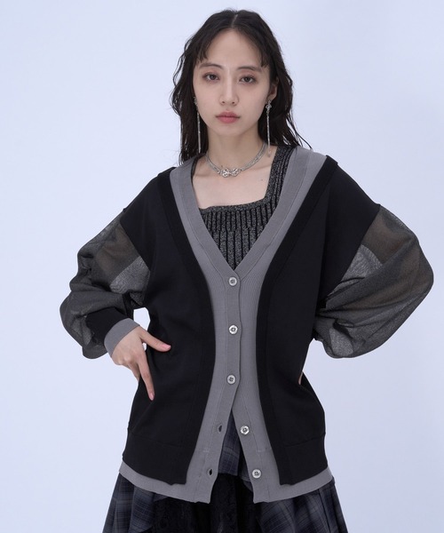 HARE（ハレ）の「2WAYレイヤーBIGカーディガン(HARE)（カーディガン/ボレロ・レディース・ブラック/ブルー・FREE）」の6枚目の写真