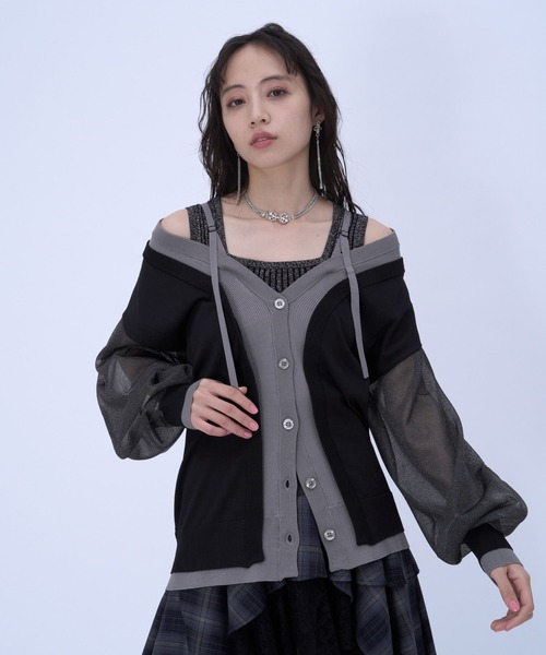 HARE（ハレ）の「2WAYレイヤーBIGカーディガン(HARE)（カーディガン/ボレロ・レディース・ブラック/ブルー・FREE）」の7枚目の写真