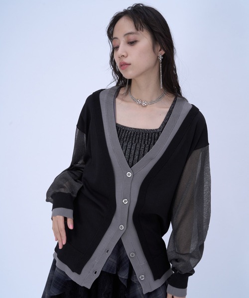 HARE（ハレ）の「2WAYレイヤーBIGカーディガン(HARE)（カーディガン/ボレロ・レディース・ブラック/ブルー・FREE）」の9枚目の写真