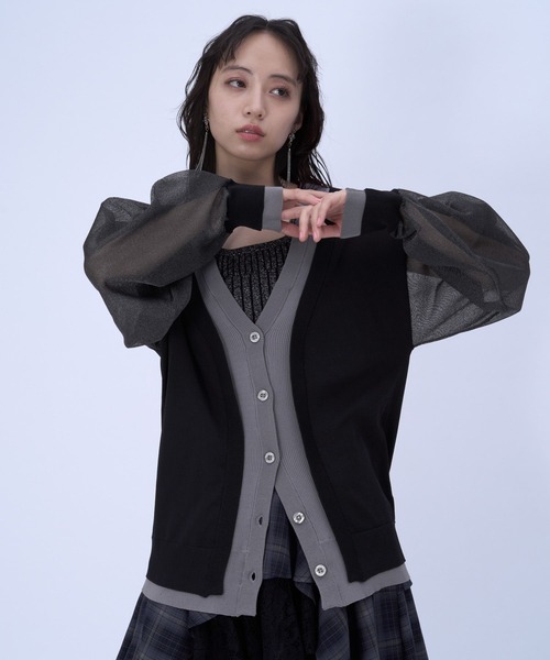 HARE（ハレ）の「2WAYレイヤーBIGカーディガン(HARE)（カーディガン/ボレロ・レディース・ブラック/ブルー・FREE）」の10枚目の写真