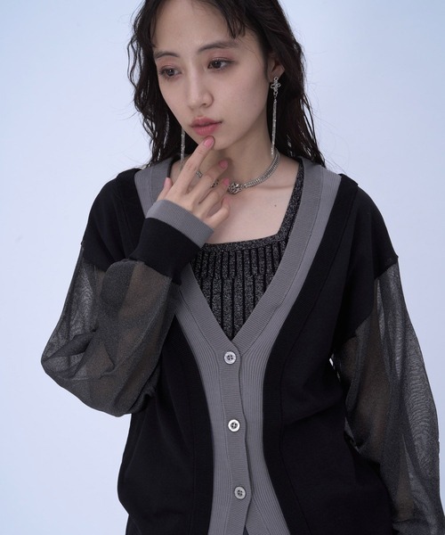 HARE（ハレ）の「2WAYレイヤーBIGカーディガン(HARE)（カーディガン/ボレロ・レディース・ブラック/ブルー・FREE）」の11枚目の写真