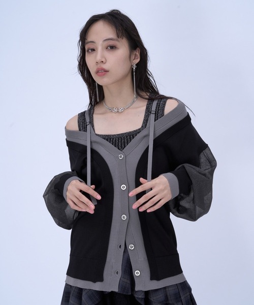 HARE（ハレ）の「2WAYレイヤーBIGカーディガン(HARE)（カーディガン/ボレロ・レディース・ブラック/ブルー・FREE）」の12枚目の写真