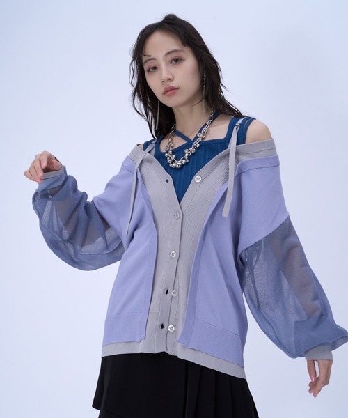 HARE（ハレ）の「2WAYレイヤーBIGカーディガン(HARE)（カーディガン/ボレロ・レディース・ブラック/ブルー・FREE）」の13枚目の写真