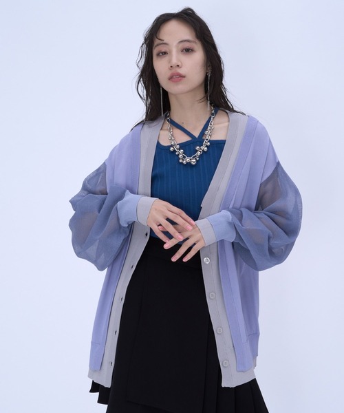 HARE（ハレ）の「2WAYレイヤーBIGカーディガン(HARE)（カーディガン/ボレロ・レディース・ブラック/ブルー・FREE）」の14枚目の写真