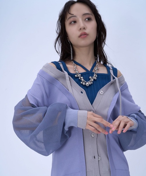 HARE（ハレ）の「2WAYレイヤーBIGカーディガン(HARE)（カーディガン/ボレロ・レディース・ブラック/ブルー・FREE）」の15枚目の写真