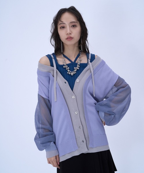 HARE（ハレ）の「2WAYレイヤーBIGカーディガン(HARE)（カーディガン/ボレロ・レディース・ブラック/ブルー・FREE）」の16枚目の写真