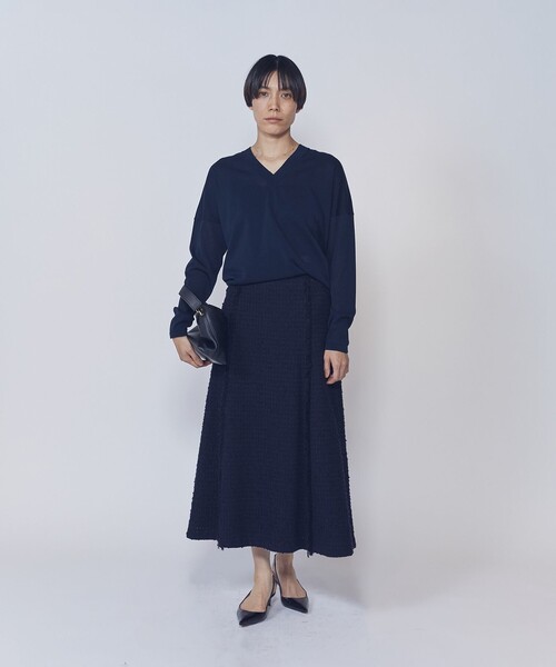1er Arrondissement(プルミエアロンディスモン)の「リングツイードフレアスカート(スカート・レディース・オフホワイト/ブルー系その他3・36/38)」の3枚目の写真