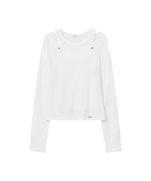 Miseki SEOUL（ミセキソウル）の「Layered line sheer long sleeve WHITE（Tシャツ/カットソー・レディース・その他・1/2）」の2枚目の写真