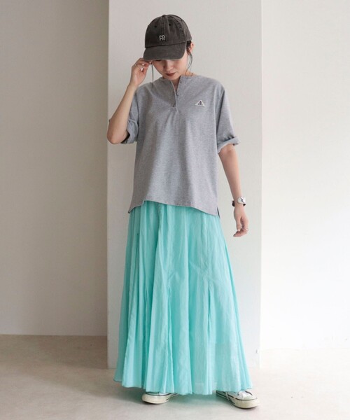 fredy emue（フレディエミュ）の「【GEVACO/ゲバコ】別注レディースヘンリーネックTシャツ（Tシャツ/カットソー・レディース・ミント/チャコールグレー/オフホワイト/ライトグレー・38）」の5枚目の写真