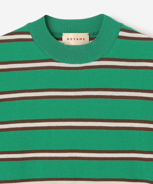 MEYAME(メヤメ)の「MEYAME |〈別注〉コットンニット ボーダー半袖Tシャツ WOMEN(ニット/セーター・レディース・グリーン系その他/ブラウン系その他/グレー系その他・F)」の6枚目の写真