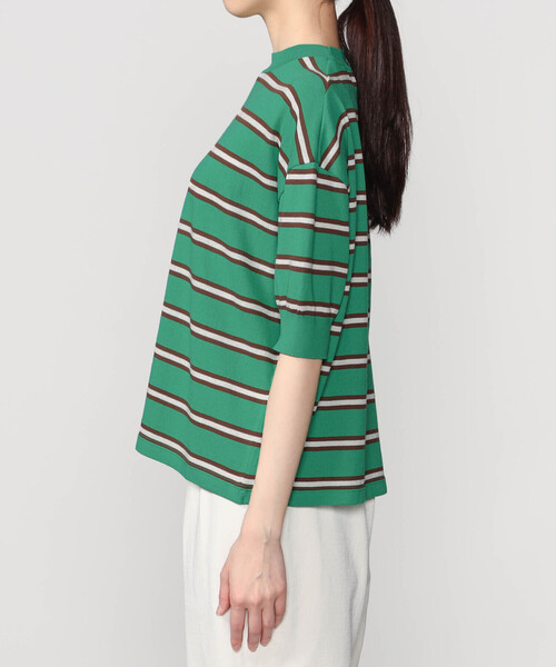MEYAME(メヤメ)の「MEYAME |〈別注〉コットンニット ボーダー半袖Tシャツ WOMEN(ニット/セーター・レディース・グリーン系その他/ブラウン系その他/グレー系その他・F)」の10枚目の写真