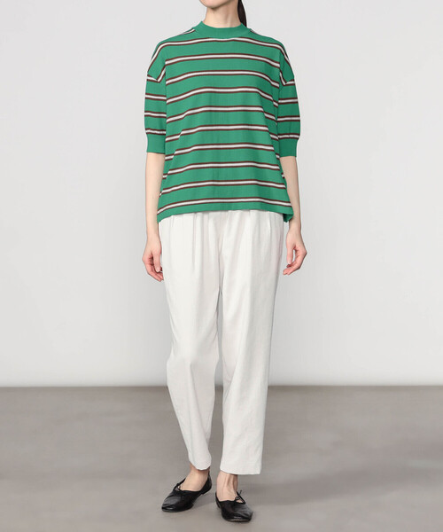 MEYAME(メヤメ)の「MEYAME |〈別注〉コットンニット ボーダー半袖Tシャツ WOMEN(ニット/セーター・レディース・グリーン系その他/ブラウン系その他/グレー系その他・F)」の12枚目の写真