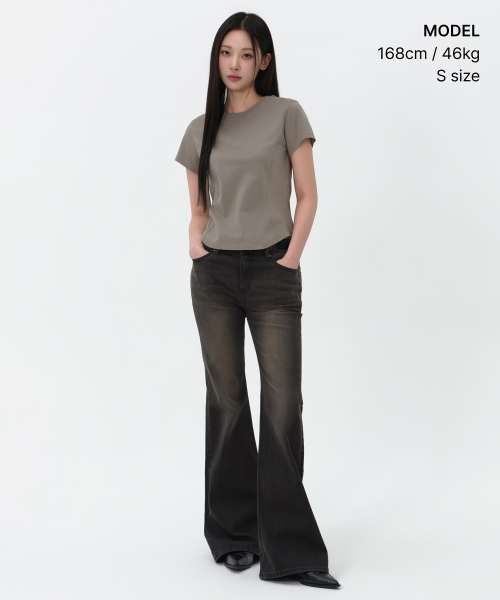 MUSINSA STANDARD WOMAN（ムシンサスタンダードウーマン）の「ウィメンズラウンドヘムTシャツ[トープ]（Tシャツ/カットソー・レディース・その他・SMALL/MEDIUM/LARGE/X-SMALL）」の2枚目の写真
