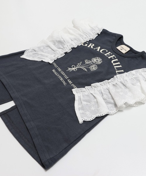JAM & LINK(ジャムアンドリンク)の「肩レース プリント チュニック(Tシャツ/カットソー・キッズ・サックスブルー/チャコールグレー/オートミール・160cm/150cm/140cm/130cm/120cm/110cm/100cm)」の19枚目の写真