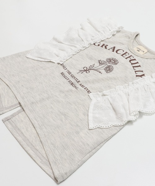 JAM & LINK(ジャムアンドリンク)の「肩レース プリント チュニック(Tシャツ/カットソー・キッズ・サックスブルー/チャコールグレー/オートミール・160cm/150cm/140cm/130cm/120cm/110cm/100cm)」の20枚目の写真