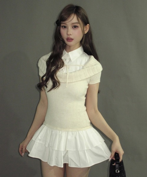 Soft Ribbon Knit Dress（ワンピース）｜andwang（アンドワン）の
