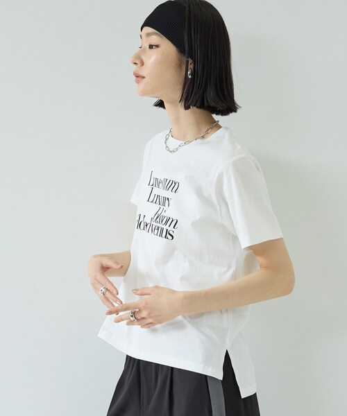 GALLEST（ギャレスト）の「ボックスシルエットTシャツ（Tシャツ/カットソー・レディース・ブラック/ピンク系/ホワイト・38）」の4枚目の写真