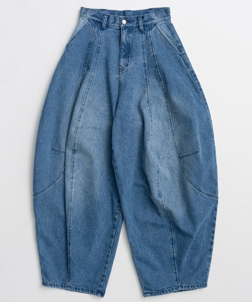 PRANK PROJECT(プランクプロジェクト)の「【2026Summer Pre-Order】スーパーコクーンデニムパンツ / Super Cocoon Denim Pants(デニムパンツ・レディース・ブルー/オリーブ・34/36/38)」の5枚目の写真