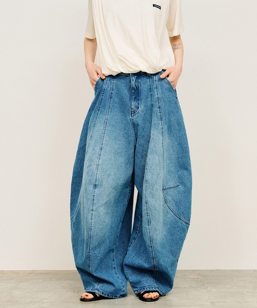 PRANK PROJECT(プランクプロジェクト)の「【2026Summer Pre-Order】スーパーコクーンデニムパンツ / Super Cocoon Denim Pants(デニムパンツ・レディース・ブルー/オリーブ・34/36/38)」の11枚目の写真