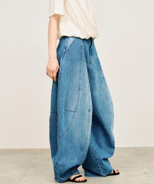 PRANK PROJECT(プランクプロジェクト)の「【2026Summer Pre-Order】スーパーコクーンデニムパンツ / Super Cocoon Denim Pants(デニムパンツ・レディース・ブルー/オリーブ・34/36/38)」の20枚目の写真
