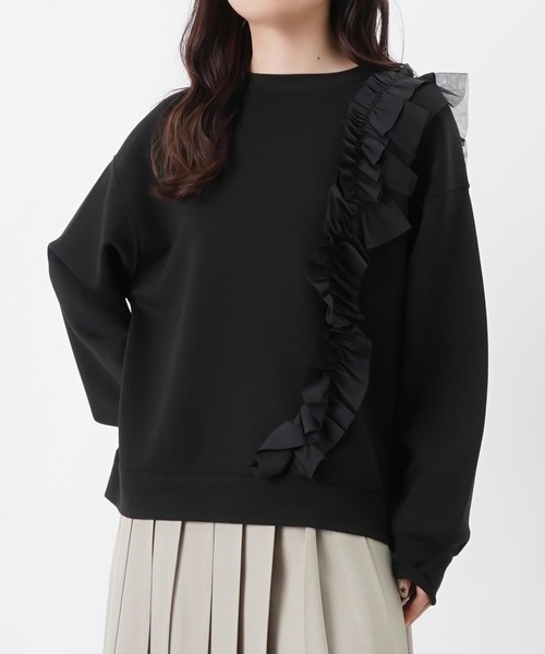 LUCA/LADY LUCK LUCA(ルカ/レディラックルカ)の「LC/LLL ライトダンボールアシメフリルプルオーバー(Tシャツ/カットソー・レディース・カーキ/ブラック・FREE)」の2枚目の写真