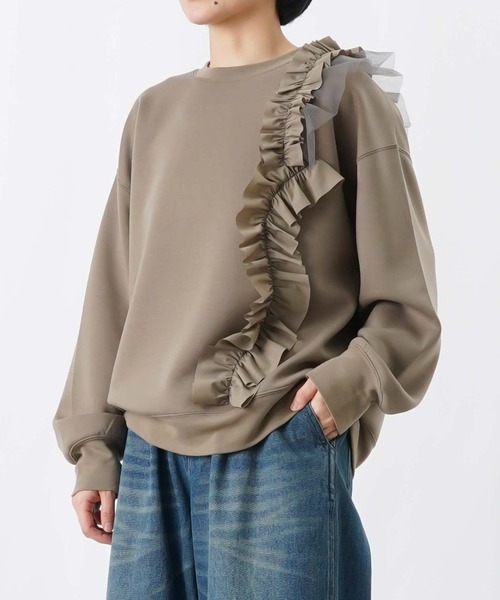 LUCA/LADY LUCK LUCA(ルカ/レディラックルカ)の「LC/LLL ライトダンボールアシメフリルプルオーバー(Tシャツ/カットソー・レディース・カーキ/ブラック・FREE)」の8枚目の写真