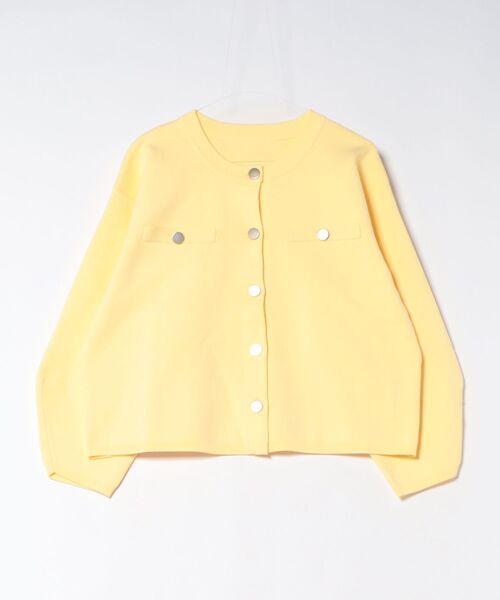 Anclear oui(アンクリアウィ)の「ゴールド釦スポンディッシュニットCD(カーディガン/ボレロ・レディース・Yellow/White/PINK/LT.Gray・F)」の6枚目の写真