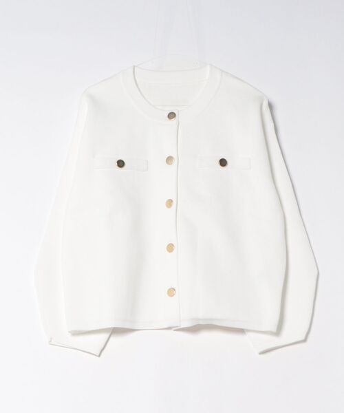 Anclear oui(アンクリアウィ)の「ゴールド釦スポンディッシュニットCD(カーディガン/ボレロ・レディース・Yellow/White/PINK/LT.Gray・F)」の9枚目の写真