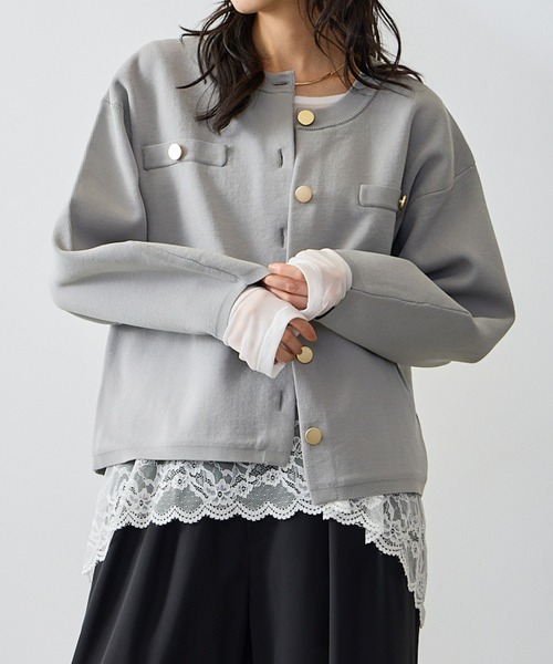 Anclear oui(アンクリアウィ)の「ゴールド釦スポンディッシュニットCD(カーディガン/ボレロ・レディース・Yellow/White/PINK/LT.Gray・F)」の18枚目の写真