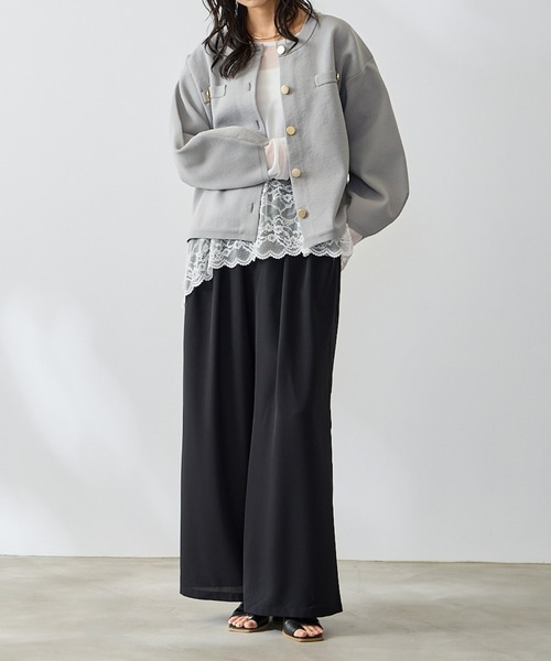 Anclear oui(アンクリアウィ)の「ゴールド釦スポンディッシュニットCD(カーディガン/ボレロ・レディース・Yellow/White/PINK/LT.Gray・F)」の22枚目の写真
