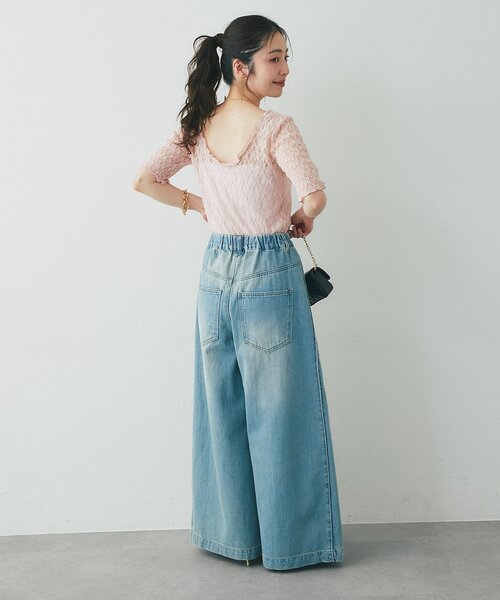 La boutique BonBon（ラブティックボンボン）の「ドライタッチレース前後２WAYトップス（Tシャツ/カットソー・レディース・ピンク/チャコールグレー/ホワイト・FREE）」の12枚目の写真