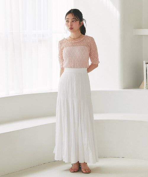 La boutique BonBon（ラブティックボンボン）の「ドライタッチレース前後２WAYトップス（Tシャツ/カットソー・レディース・ピンク/チャコールグレー/ホワイト・FREE）」の17枚目の写真