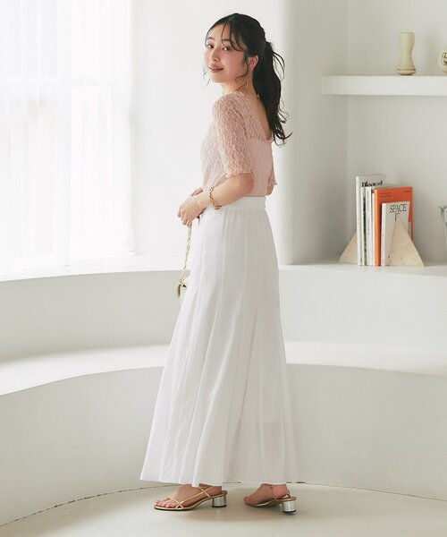 La boutique BonBon（ラブティックボンボン）の「ドライタッチレース前後２WAYトップス（Tシャツ/カットソー・レディース・ピンク/チャコールグレー/ホワイト・FREE）」の18枚目の写真