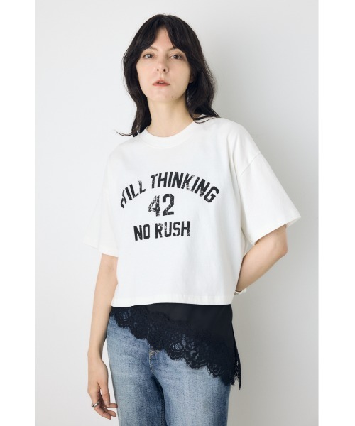 AZUL by moussy(アズールバイマウジー)の「カスレプリントTシャツ(Tシャツ/カットソー・レディース・ホワイト/ライトイエロー/ブラック/グレー×ホワイト・SMALL/MEDIUM)」の5枚目の写真