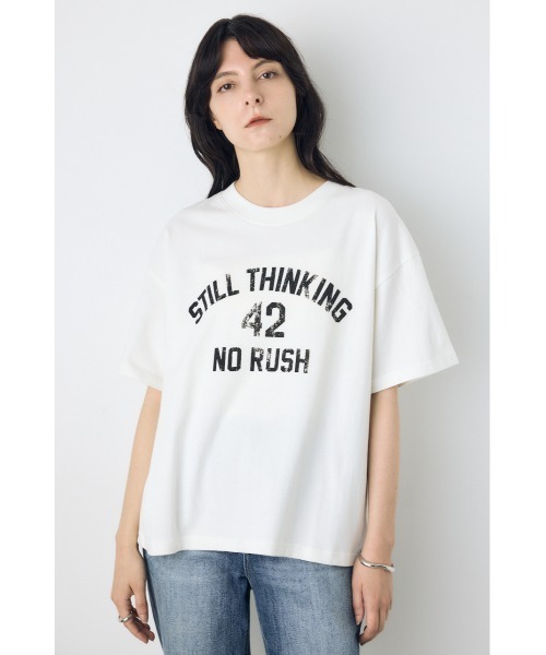 AZUL by moussy(アズールバイマウジー)の「カスレプリントTシャツ(Tシャツ/カットソー・レディース・ホワイト/ライトイエロー/ブラック/グレー×ホワイト・SMALL/MEDIUM)」の6枚目の写真