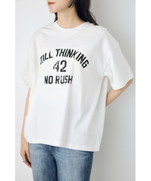 AZUL by moussy(アズールバイマウジー)の「カスレプリントTシャツ(Tシャツ/カットソー・レディース・ホワイト/ライトイエロー/ブラック/グレー×ホワイト・SMALL/MEDIUM)」の7枚目の写真