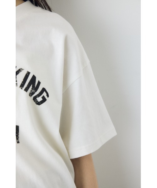 AZUL by moussy(アズールバイマウジー)の「カスレプリントTシャツ(Tシャツ/カットソー・レディース・ホワイト/ライトイエロー/ブラック/グレー×ホワイト・SMALL/MEDIUM)」の13枚目の写真
