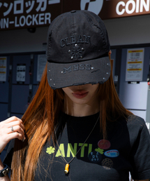 XTONZ（エクストーンズ）の「XF016 メススタッズダメージコットンボールキャップ (ブラック)（キャップ）」